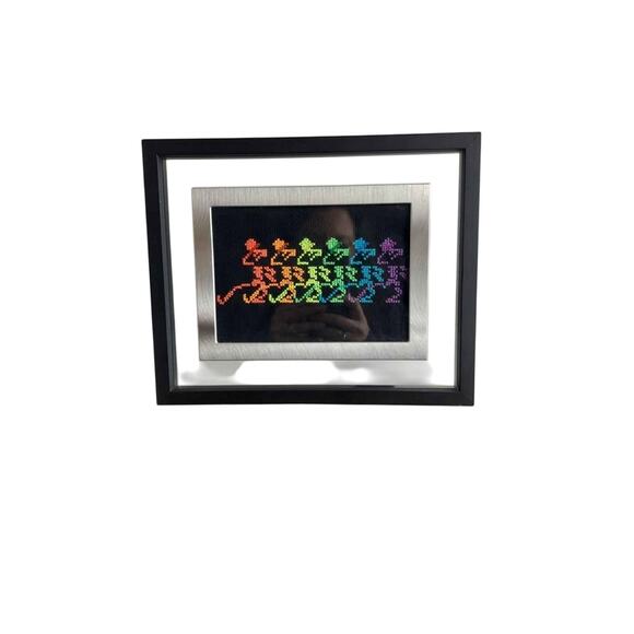 Grateful Dead Dancing Skeletons Framed Cross Stitch Handmade  11" x 9" - Picture 3 of 6